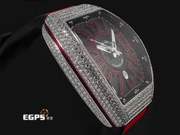Franck Muller 法蘭穆勒 FM Vanguard V45 SC DT 不鏽鋼材質 <font color="#05f0f0">精鑲鑽石錶圈、錶扣</font>&nbsp;<font color="#e3c0c0">緞面拉絲紋面盤</font> 自動上鏈 44x54mm