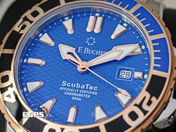 Carl F. Bucherer 寶齊萊 Patravi ScubaTec 柏拉維 深潛 00.10632.24.53.21 <font color="#2d90fb">藍色雕紋面盤</font>&nbsp;<font color="#ffa57d">18K玫瑰金 半金款</font>&nbsp;<font color="#ff0000">排氦氣閥</font>&nbsp;<font color="#FF0000">2025年保卡 </font>潛水錶 自動上鍊 44.6mm