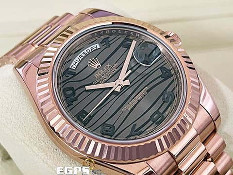ROLEX 勞力士 DAY-DATE 218235 18K永恆玫瑰金材質  極為稀少的虎紋面盤 絕對一流質感！  此錶歡迎各路錶友以 PP、AP、勞力士 來店交換，本店將以最高價評估～ 自動上鍊 41mm