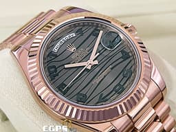 ROLEX 勞力士 DAY-DATE 218235 18K永恆玫瑰金材質 <font color="#FF0000"> 極為稀少的虎紋面盤 絕對一流質感！</font> <font color="#FFFF33"> 此錶歡迎各路錶友以 PP、AP、勞力士 來店交換，本店將以最高價評估～</font> 自動上鍊 41mm
