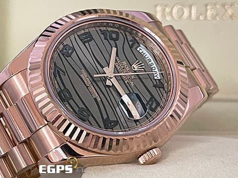 ROLEX 勞力士 DAY-DATE 218235 18K永恆玫瑰金材質  極為稀少的虎紋面盤 絕對一流質感！  此錶歡迎各路錶友以 PP、AP、勞力士 來店交換，本店將以最高價評估～ 自動上鍊 41mm