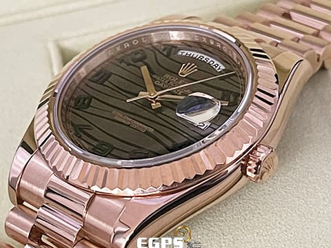 ROLEX 勞力士 DAY-DATE 218235 18K永恆玫瑰金材質  極為稀少的虎紋面盤 絕對一流質感！  此錶歡迎各路錶友以 PP、AP、勞力士 來店交換，本店將以最高價評估～ 自動上鍊 41mm
