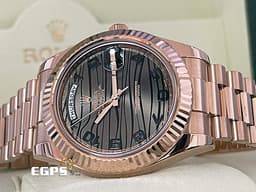 ROLEX 勞力士 DAY-DATE 218235 18K永恆玫瑰金材質 <font color="#FF0000"> 極為稀少的虎紋面盤 絕對一流質感！</font> <font color="#FFFF33"> 此錶歡迎各路錶友以 PP、AP、勞力士 來店交換，本店將以最高價評估～</font> 自動上鍊 41mm