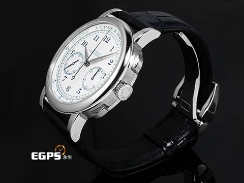 A.LANGE &amp; SOHNE 朗格 1815系列 414.026 18K白金材質 計時功能 實心銀打造的銀白色面盤&nbsp;2021年保單 朗格專賣店限定款 新錶訂價：1,927,800元&nbsp;手動上鍊 39.5mm