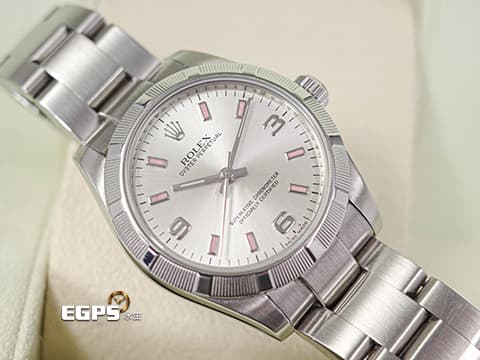 ROLEX 勞力士 Oyster Perpetual 31 蠔式恆動型 177210 粉紅色夜光時標&nbsp;OP31 不鏽鋼 大三針 特殊坑紋外圈&nbsp;台灣公司貨 自動腕錶 31mm