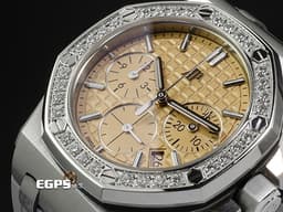 Audemars Piguet AP錶 愛彼 Royal Oak Offshore 皇家橡樹離岸型 26231ST.ZZ.A178CA.01 18K白金材質 <font color="#eca46a">鮭魚色熊貓面盤</font>&nbsp;<font color="#05f0f0">原廠鑲嵌32顆鑽石錶圈（共1.02克拉）</font><font color="#ff0000">2024年保卡</font> 自動上鍊&nbsp;37mm