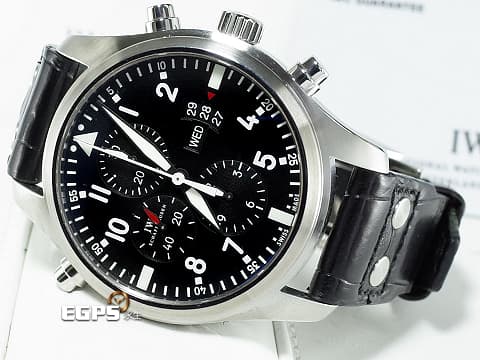 IWC 萬國 Pilot's 飛行員系列腕錶 IW377801 不鏽鋼材質 啞黑色儀表板風格面盤 星期日期顯示窗 雙追針  計時碼錶 2017年保卡 自動上鏈 46mm