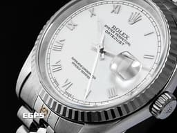 ROLEX 勞力士 DateJust DJ 36 16234 不銹鋼材質 <font color="#05f0f0">白色面盤 羅馬數字時標</font> <font color="#ff0000">紀念型 五銖錶帶</font> 自動上鍊 36mm