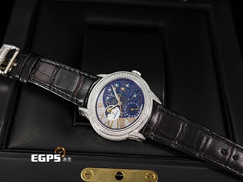 Audemars Piguet 愛彼 AP錶 Millenary Ladies Starlit Sky&nbsp;千禧星空「黑夜」特別版 藍色砂金石搭配珍珠貝母面盤&nbsp;77316BC.ZZ.D007SU.01&nbsp;原廠鑲嵌頂級天然鑽石面盤、錶圈、錶耳、錶背、錶扣&nbsp;77316 BC 月相盈虧 動能顯示&nbsp;新錶參考訂價：2,711,000元&nbsp;自動上鏈 35.4 x 39.5mm