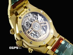 Audemars Piguet 愛彼 AP錶 Royal Oak Chronograph 皇家橡樹 <font color="#ffcf24">18K黃金材質&nbsp;26240BA.OO.1320BA.02 煙燻金色「Grande Tapisserie」格紋面盤</font>&nbsp;飛返 計時碼表 <font color="#ff0000">2026年保卡 保有原廠膠膜</font>&nbsp;自動上鍊 41mm