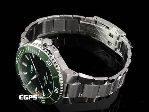 ORIS 豪利時 Aquis Date 時間之海 0173377894157&nbsp;綠色陶瓷錶圈 綠色面盤 綠水鬼 不鏽鋼材質 2025年保卡 潛水錶 自動上鍊 43.5mm