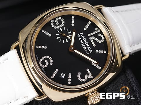 PANERAI 沛納海 Radiomir PAM00136 原廠鑲嵌88顆頂級天然美鑽時標面盤 小秒針 玫瑰金材質 PAM136 限量200只 典藏錶盒、限量證書 自動上鏈 40mm