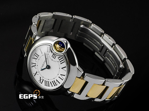CARTIER 卡地亞 Ballon Bleu de Cartier 藍氣球 W69007Z3 雙色精鋼與18K黃金鏈節&nbsp;藍鋼劍形指針、羅馬數字時標&nbsp;石英機芯 28.6mm