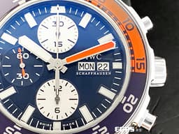 IWC 萬國錶 Aquatimer 海洋時計 潛水錶 計時碼錶 藍橘色外框 IW376704 橡膠帶款 自動上鍊 44mm