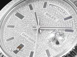 ROLEX 勞力士 DAY-DATE 218399BRIL-83219 18K白金材質 <font color="#05f0f0">原廠鑲嵌滿天星鑽石面盤 原廠鑽石時標</font>&nbsp;<font color="#ff0000">已回勞力士原廠保養，延長保固至2027年10月&nbsp;</font>自動上鍊 41mm