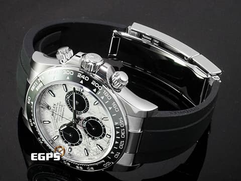 ROLEX 勞力士 Cosmograph Daytona 宇宙計時型 迪通拿 126519LN&nbsp;Meteorite 隕石面盤&nbsp;計時碼表 18K白金材質&nbsp;陶瓷外圈&nbsp;2026年保卡 賽車錶 自動上鍊 40mm