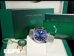 ROLEX 勞力士 Datejust 41 蠔式日誌型 126334 <font color="#0080FF">亮藍色面盤 柱狀夜光時標</font> 不鏽鋼 DJ41 經典三角坑紋錶圈 <font color="#FF0000">2025保卡 紀念型（Jubilee）五銖錶帶</font> 自動上鍊 41mm