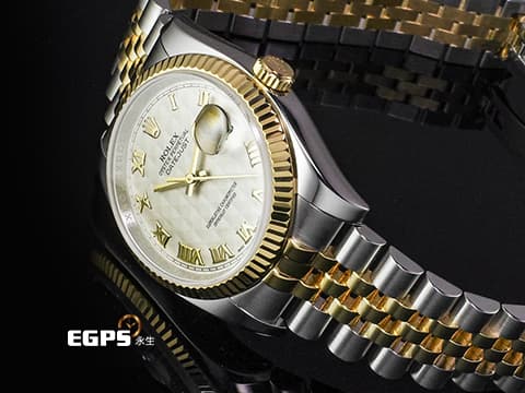 ROLEX 勞力士 DateJust DJ36 116233 18K黃金&amp;不鏽鋼材質 半金款 絕版稀有款&nbsp;象牙白金字塔格紋面盤&nbsp;2025年回原廠保養 延長保固到2027年&nbsp;台灣公司貨&nbsp;自動上鏈 36mm