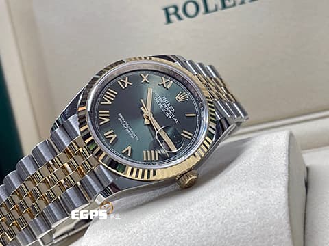 ROLEX 勞力士 DateJust 36 蠔式日誌型 橄欖綠面盤 126233 半金款 18K黃金&nbsp;DJ36 經典三角坑紋錶圈&nbsp;2026年保卡 紀念型（Jubilee）五銖錶帶 自動上鏈 36mm