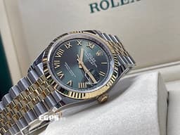 ROLEX 勞力士 DateJust 36 蠔式日誌型 <font color="#058703">橄欖綠面盤</font> 126233 <font color="#f5e284">半金款 18K黃金</font>&nbsp;DJ36 經典三角坑紋錶圈&nbsp;<font color="#ff0000">2026年保卡 紀念型（Jubilee）五銖錶帶</font> 自動上鏈 36mm