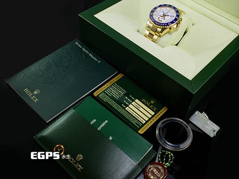 ROLEX 勞力士 Yacht-Master II 遊艇名仕 116688 倒數計時 18K黃金材質 全金大遊艇 藍鋼指針 藍色陶瓷框&nbsp;自動上鏈 44mm