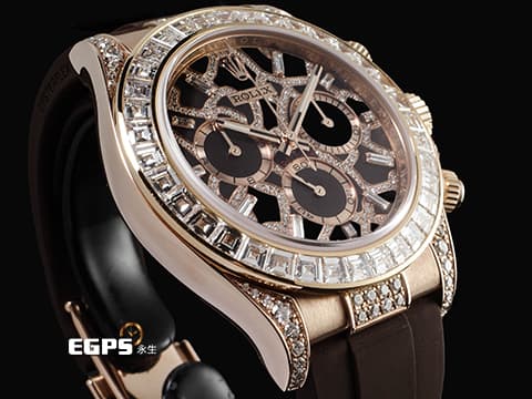 ROLEX 勞力士 Daytona 宇宙計時型 迪通拿 116515 精鑲126555TBR 18K永恆玫瑰金材質 長頸鹿 精鑲天然鑽石面盤、錶耳 精鑲36顆梯形鑽石錶圈&nbsp; 2018年保卡&nbsp;自動上鍊 40mm