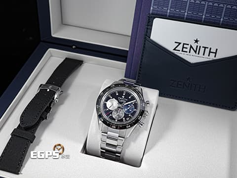 ZENITH 真力時 El Primero 高振頻 Chronomaster Sport 經典三色計時盤 03.3100.3600/21.M3100 不鏽鋼 陶瓷錶圈 1/10秒 計時碼表 2023年台灣公司貨 另附原廠皮帶組&nbsp;自動上鍊 41mm