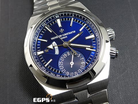 Vacheron Constantin 江詩丹頓 VC錶 OverSea Dual Time 縱橫四海 7900V/110A-B334 藍色太陽紋面盤&nbsp;7900 V 兩地時區 日夜顯示 不鏽鋼 2021年保單 快拆錶帶裝置 附原廠皮革錶帶、橡膠錶帶&nbsp;自動上鍊 41mm