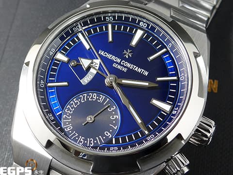 Vacheron Constantin 江詩丹頓 VC錶 OverSea Dual Time 縱橫四海 7900V/110A-B334 藍色太陽紋面盤&nbsp;7900 V 兩地時區 日夜顯示 不鏽鋼 2021年保單 快拆錶帶裝置 附原廠皮革錶帶、橡膠錶帶&nbsp;自動上鍊 41mm