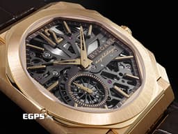 BVLGARI 寶格麗 Bulgari Octo Finissimo系列 Skeleton 8 Days 103667 18K玫瑰金材質&nbsp;<font color="#fdd296">超薄5.95mm 鏤空面盤 動力儲存顯示</font> 經典八角形多稜角設計錶框 八日鍊 小秒針 <font color="#ff0000">超薄機械機芯</font>&nbsp;<font color="#FF0000">2025年保卡 官方新錶訂價：1,271,000元</font>&nbsp;手上鏈 40mm