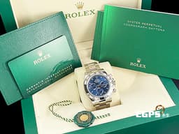 ROLEX 勞力士 Cosmograph Daytona 宇宙計時型 迪通拿 126509 18K白金材質&nbsp;<font color="#0582f5">藍面全白金迪通拿 4131新型機芯</font>&nbsp;<font color="#FF0000">2026年新式綠卡 官方訂價：1,910,000元&nbsp;</font>賽車計時碼表&nbsp;自動上鏈 40mm