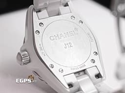 CHANEL 香奈兒 J12 White Ceramic H0968 經典 白陶瓷 大三針 專利不鏽鋼蝴蝶扣 石英腕錶 33mm