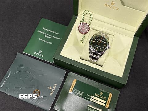 ROLEX 勞力士 Oyster Perpetual 蠔式 Milgauss 高抗磁 116400GV&nbsp;綠玻璃&nbsp;不鏽鋼 大三針&nbsp;經典橘色閃電秒針 116400 GV 自動上鍊 40mm