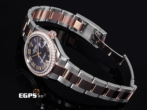 ROLEX 勞力士 DateJust 278381RBR 18K永恆玫瑰金 半金款 薰衣草紫色面盤 原廠鑲嵌鑽石VI時標 原廠鑲嵌鑽石錶圈 2026年保卡 自動上鍊 31mm
