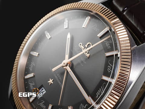 OMEGA 歐米茄 星座系列 Globemaster 130.23.41.22.06.001&nbsp;13023412206001 18K玫瑰金材質 半金款 太陽線紋磨砂灰色Pie Pan Dial-多邊型立體錶盤&nbsp;2022年保卡&nbsp;自動上鏈 41mm