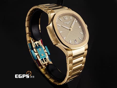 Patek Philippe 百達翡麗 PP 金鷹 鸚鵡螺 7118/1R-010&nbsp; 18K玫瑰金材質&nbsp;水平橫紋浮雕香檳金色面盤 &nbsp;2026年保單 保有部分原廠膠膜 自動上鍊 35.2mm