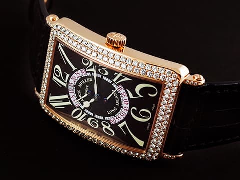 FRANCK MULLER 法蘭穆勒 LONG ISLAND 1100 DS R 雙逆跳 精鑲170顆天然美鑽錶圈、錶扣 自動上鍊 34x45mm