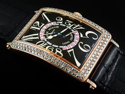 FRANCK MULLER 法蘭穆勒 LONG ISLAND 1100 DS R <font color=#ffff00>雙逆跳 精鑲170顆天然美鑽錶圈、錶扣</font> 自動上鍊 34x45mm