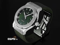 HUBLOT 宇舶 Classic Fusion Chronograph 42 經典融合 542.NX.8970.RX<font color="#f2c982">&nbsp;</font>不鏽鋼材質&nbsp;<font color="#058703">綠色太陽紋面盤</font> <font color="#ff0000">2026年電子保單&nbsp;</font>自動上鍊 42mm