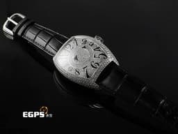 Franck Muller FM 法蘭穆勒 FM DOUBLE MYSTERY 雙重神秘 8880 DM D CD 酒桶型 18K白金材質 <font color="#05f0f0">原廠鑲嵌鑽石錶殼、滿天星面盤</font>&nbsp;黑色立體經典阿拉伯數字時標 自動上鏈 44x54mm