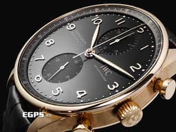 IWC 萬國錶 Portugieser Chronograph 葡萄牙 IW371625 18K玫瑰金材質&nbsp;&nbsp;<font color="#0582f5">深黑色太陽紋放射面盤&nbsp;</font><font color="#ff0000">2025年保卡&nbsp;</font>計時碼表 自動上鍊 41mm