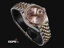 ROLEX 勞力士 Lady-Datejust 28 蠔式日誌型 279171 18K永恆玫瑰金 半金款 DJ28 <font color="#fdceb4">原廠鑲嵌鑽石18K金星形底座 經典三角坑紋錶圈</font> <font color="#FF0000">2021年保卡 紀念型（Jubilee）五銖錶帶</font> 自動上鍊 28mm