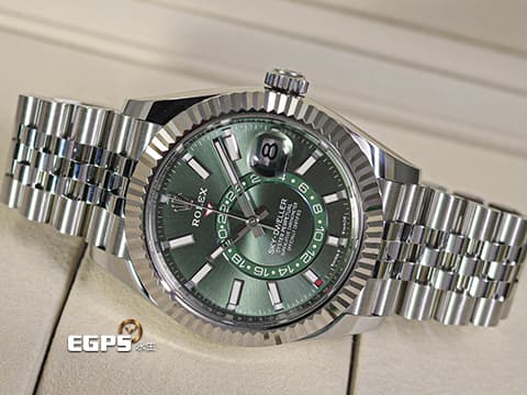 ROLEX 勞力士 Sky-Dweller 蠔式 天行者 336934 最新9002機芯 薄荷綠色面盤 沙羅系統 年曆錶 兩地時區 經典三角坑紋錶圈 2025年保單 紀念型（Jubilee）五銖錶帶 自動上鍊 42mm