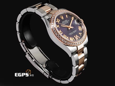 ROLEX 勞力士 DateJust 278381RBR 18K永恆玫瑰金 半金款 薰衣草紫色面盤 原廠鑲嵌鑽石VI時標 原廠鑲嵌鑽石錶圈 2026年保卡 自動上鍊 31mm
