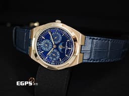 Vacheron Constantin 江詩丹頓 VC錶 Overseas Perpetual Calendar Ultra-Thin 縱橫四海 4300V/000R <font color="#2868e6">厚度僅8.1毫米&nbsp;超薄 萬年曆 藍色</font><font color="#2565e4">放射紋面盤</font> 月相盈虧 玫瑰金&nbsp;<font color="#ff0000">2020年保單 快拆錶帶裝置 附原廠橡膠錶帶</font>&nbsp;4300 V 自動上鍊&nbsp;41.5 mm
