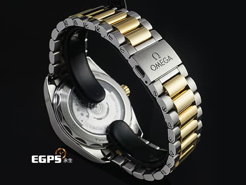 OMEGA 歐米茄 Seamaster 海馬 Aqua Terra 150 系列 22020382002002&nbsp;Moonshine金材質 半金款 搭配銀白色太陽紋面盤&nbsp;2026年保卡 僅試戴極新品 台灣公司貨&nbsp;自動上鍊 38mm