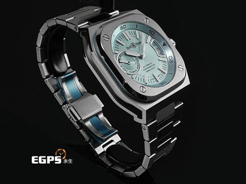 Bell &amp; Ross 柏萊士 Urban系列 BR-X5 ICE BLUE STEEL&nbsp;冰藍色面盤 動力儲存顯示&nbsp;不鏽鋼材質&nbsp;2025年保卡&nbsp;自動上鍊 41mm