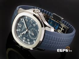 Patek Philippe 百達翡麗 PP錶 Aquanaut 5164G-001 旅行家 海底探險家 兩地時間 畫夜顯示 <font color="#64cbf7">手雷&nbsp;瑩潤灰藍色錶盤</font>&nbsp;<font color="#ff0000">2024年保單</font>&nbsp;自動上鏈 40mm