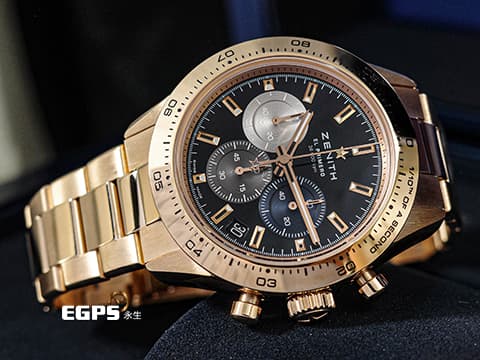 ZENITH 真力時 El Primero 系列 Chronomaster Sport 經典三色計時盤 18.3101.3600/21.M3100&nbsp;玫瑰金材質 整只重約5兩&nbsp;高振頻 1/10秒 計時碼表 2026年保單&nbsp;自動上鍊 41mm
