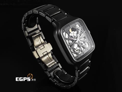 RADO 雷達 True Square 真我方形系列 R27174712 限定款 黑色陶瓷材質 12顆鮮豔紅寶石時標 2026年保卡 自動上鍊 38mm